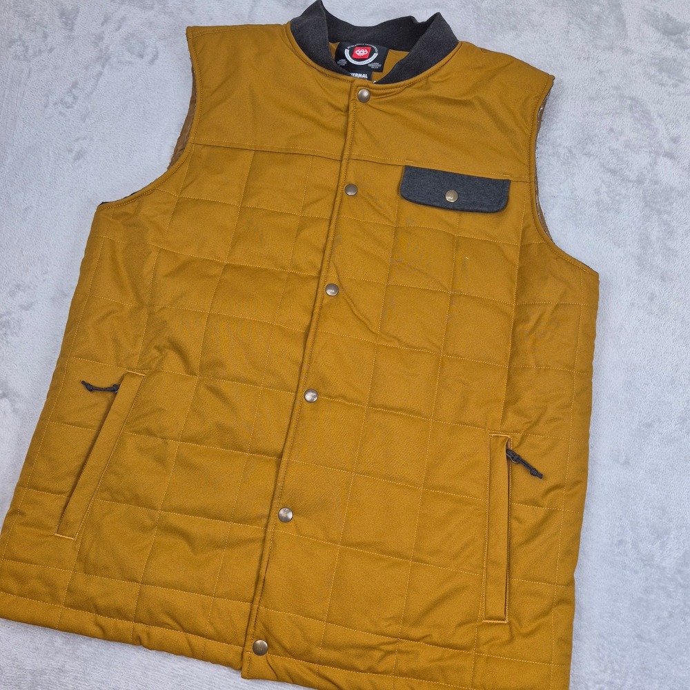 686 Mens Parklan Bedwin Insulated Quilted Puffer Vest Mustard Yellow **Altered**